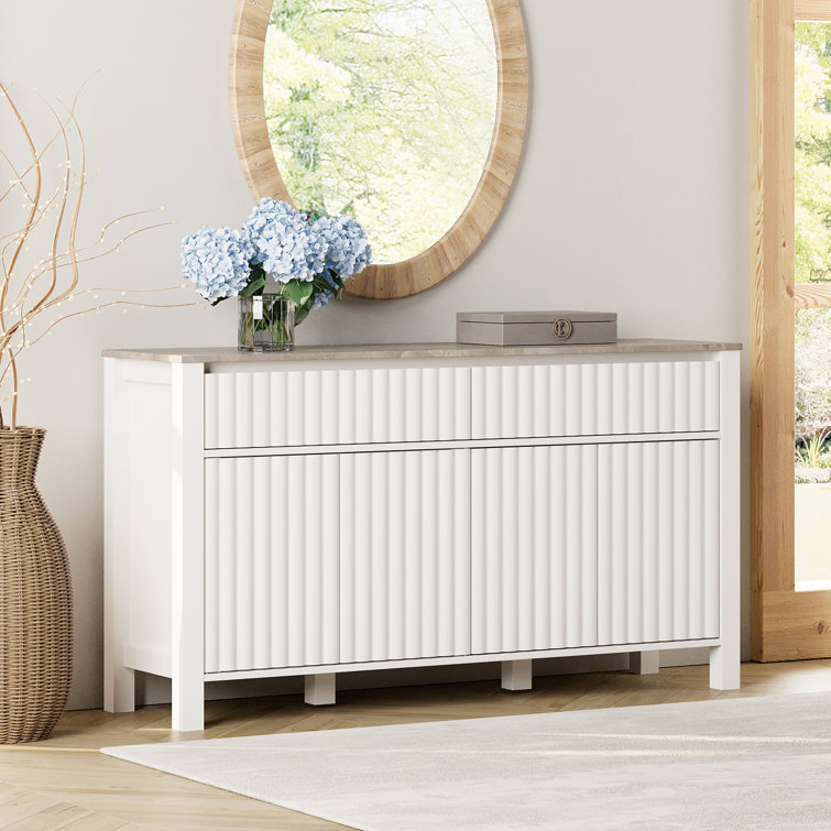 White wicker online sideboard